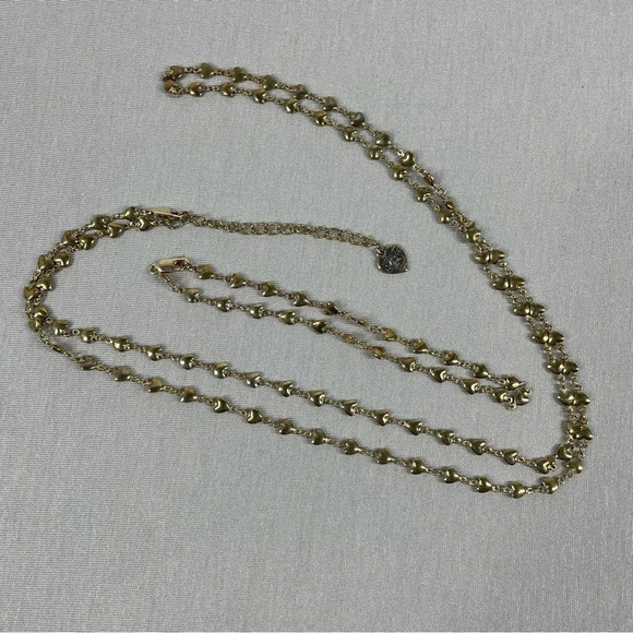 Betsey Johnson Vintage Mini Heart Long Necklace w/Matching Anklet Gold tone - Picture 1 of 7